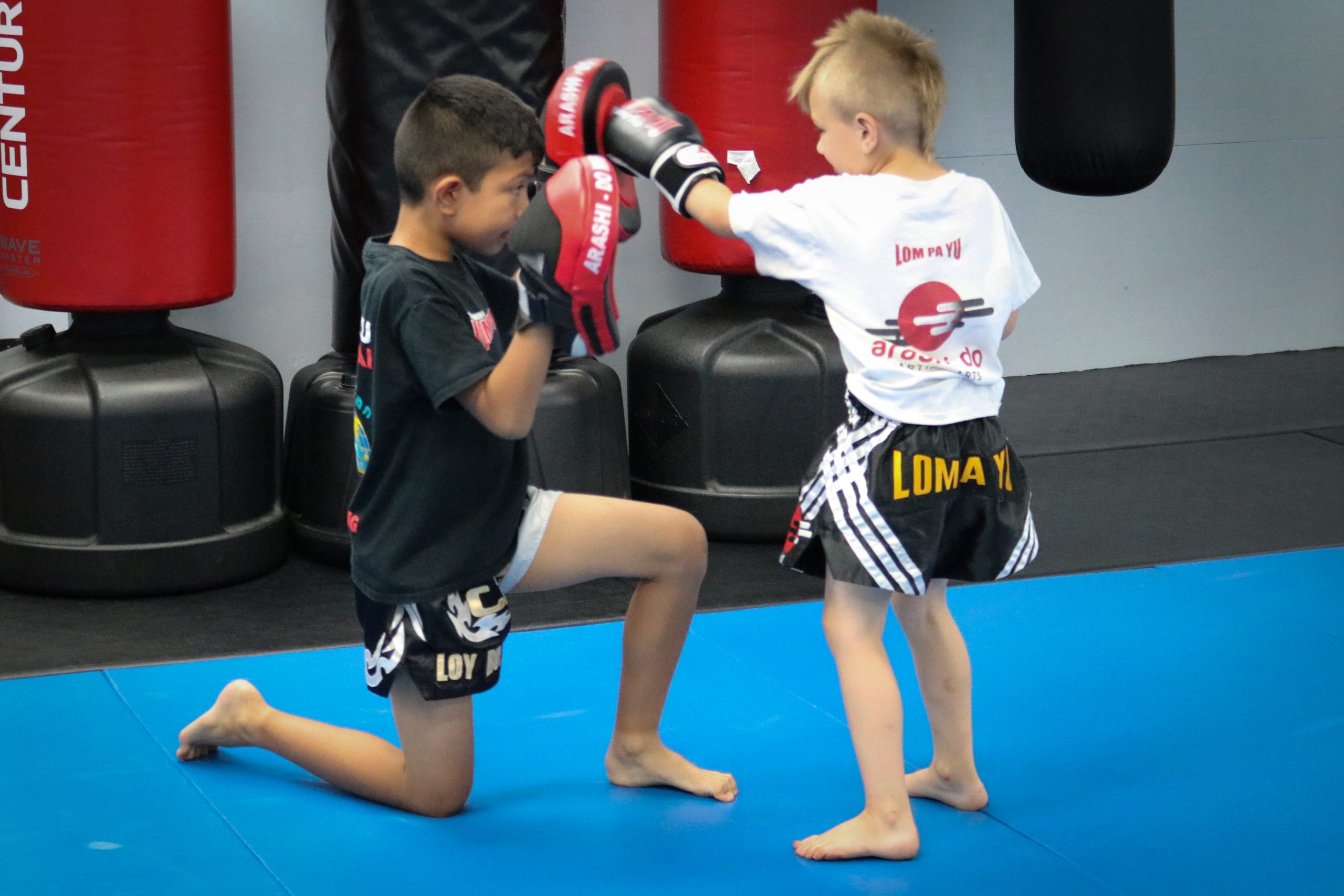 Two Kids Practicing Muay Thai