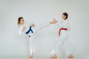 Two Girls Practicing Karate